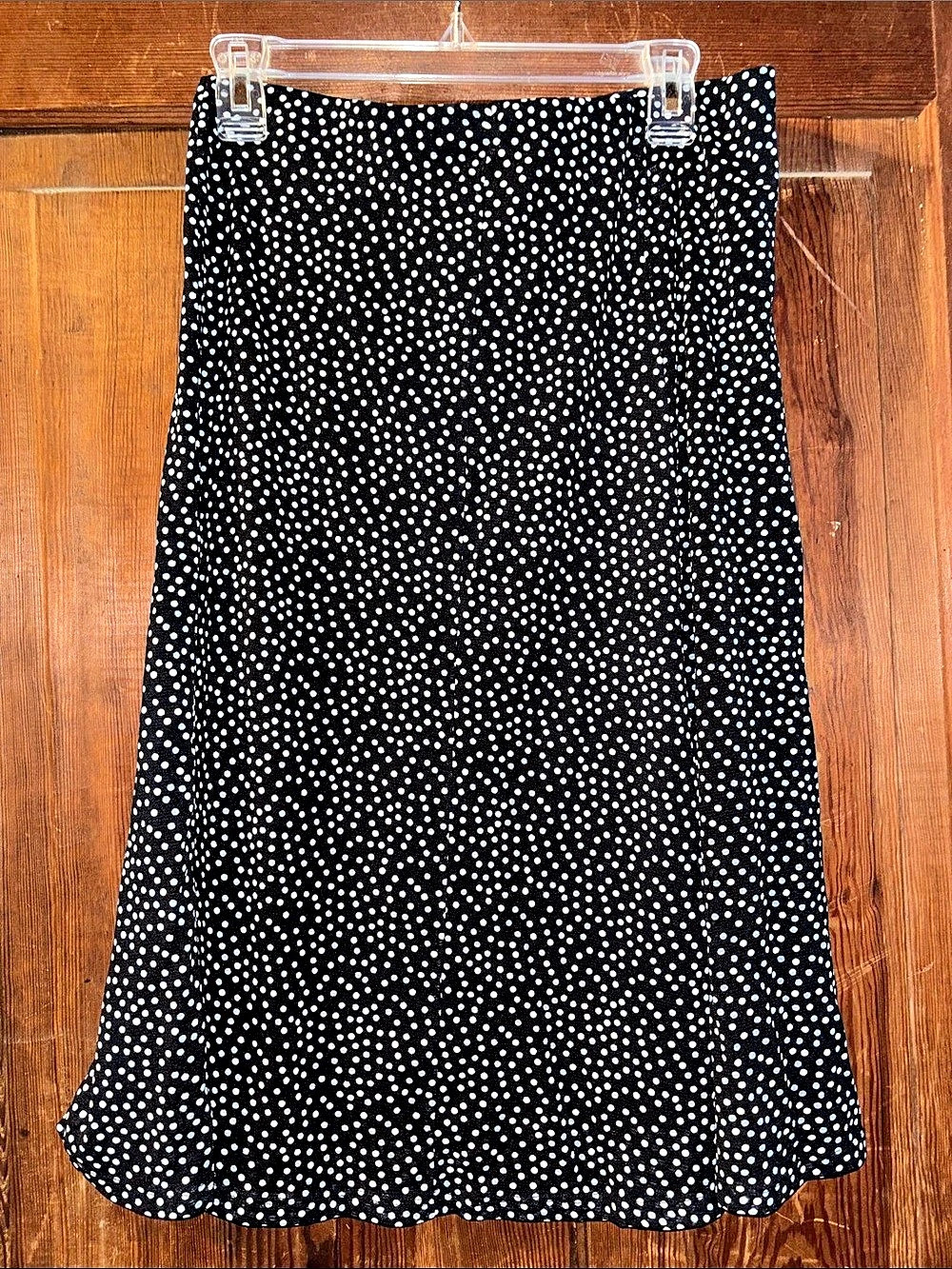 Nine West Polka Dot Midi Skirt in Black & White Size Medium
